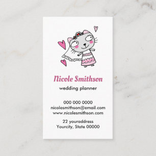 Carte De Visite mariée chat doodle