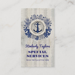 Carte De Visite Marine Ancre nautique Rustic Driftwood