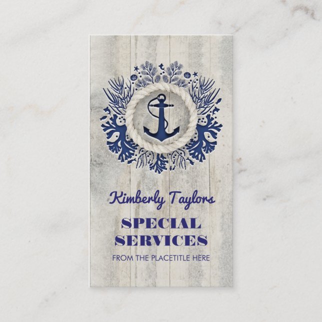 Carte De Visite Marine Ancre nautique Rustic Driftwood (Devant)
