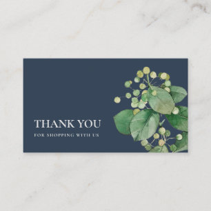 CARTE DE VISITE MARINE BERRY LEAFY FOLIAGE MERCI VERT LOGO