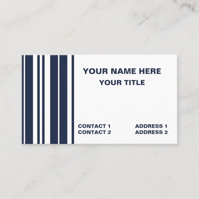 Carte De Visite Marine Bleu Blancs Préppy Moderne (Devant)