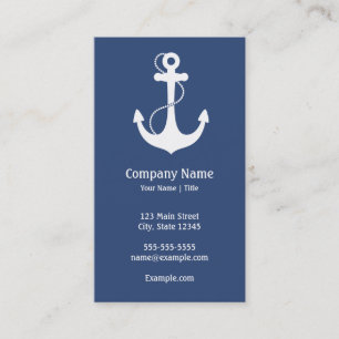 Carte De Visite Marine bleu et blanc Nautique