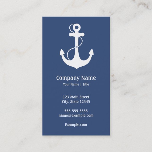Carte De Visite Marine bleu et blanc Nautique (Devant)