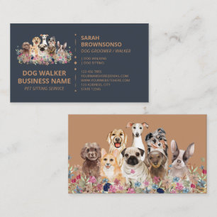 Carte De Visite Marine Brown en ligne Chien service de marche Bout