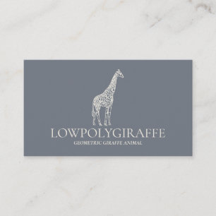 Carte De Visite Marine Crème Sage Animal Lowpoly Giraffe