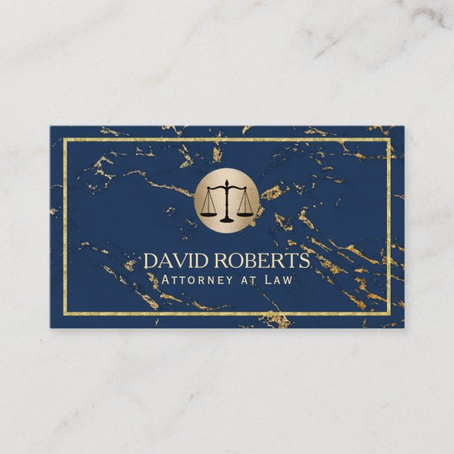 Carte De Visite Marine d'avocat de mandataire et marbre modernes (Devant)