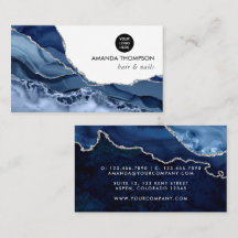 Marine et Argent Agate Pierre précieuse