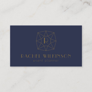 Carte De Visite Marine et Gold Art Dec Gem Social Media Monogramme