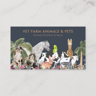 Carte De Visite Marine Ferme Chat Chien Oiseau Alpaca Animal Nutri