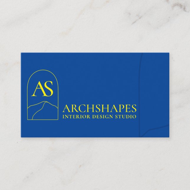 Carte De Visite Marine Jaune Architecture Géométrie Intérieur (Devant)