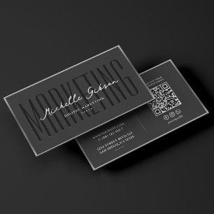 Carte De Visite Marketing argent noir élégant professionnel