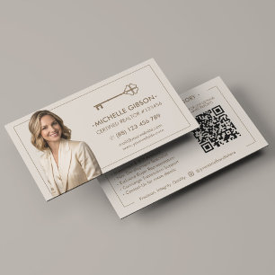 Carte De Visite Marketing immobilier élégant de sable pour agent i