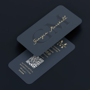 Carte De Visite Marketing professionnel bleu foncé moderne
