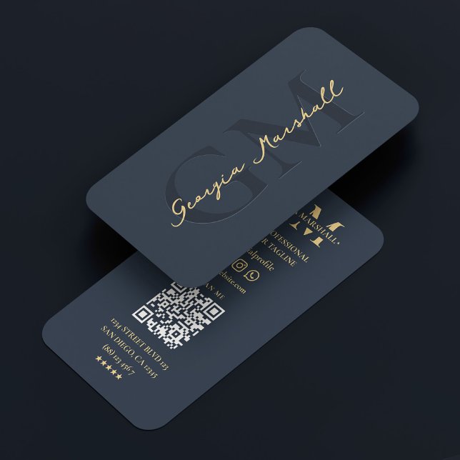 Carte De Visite Marketing professionnel bleu foncé moderne (Marketing Professional Dark Blue Modern Business Card
)