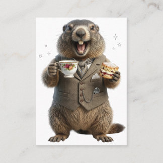 Carte De Visite Marmotte buvant du thé