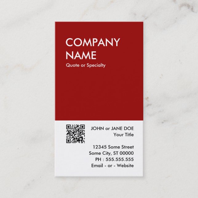Carte De Visite maroon bold concevoir votre propre code QR (Devant)