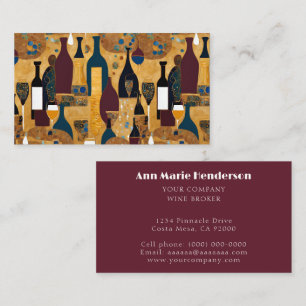 Carte De Visite Maroon Or Motif Vin Moderne