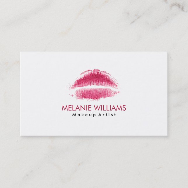 Carte De Visite Maroon Rouge Aquarelle Lips Artiste maquillage (Devant)