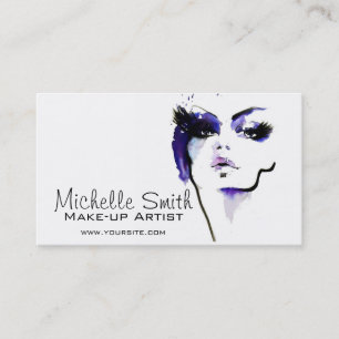 Carte De Visite Marque d'artiste maquillage de visage d'aquarelle 