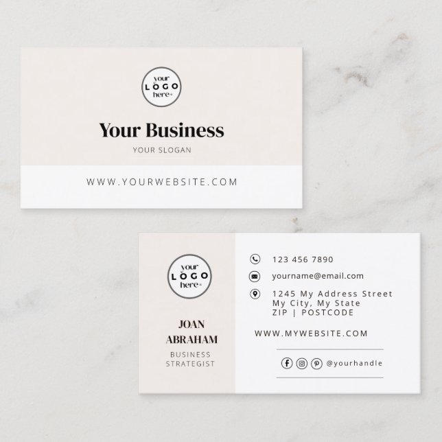 Carte De Visite Marque d'entreprise personnalisée minimale (Devant / Derrière)