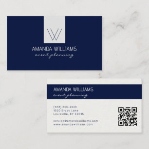 Carte De Visite Marque Monogramme Bleu Nuit et Crème Professionnel