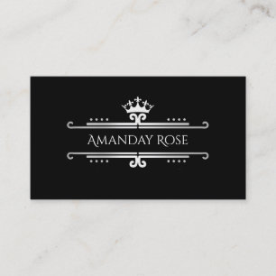 Carte De Visite Marque Royale Nom Rose Silver Black Frame