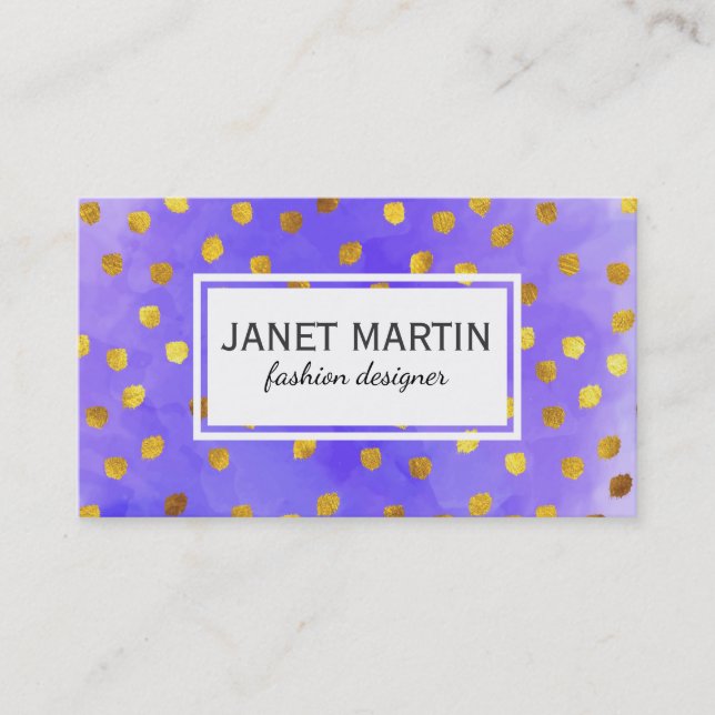 Carte De Visite Marques texturées (or) /Aquarelle violette (Devant)