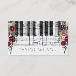 Carte De Visite marsala fleurs professeur de musique