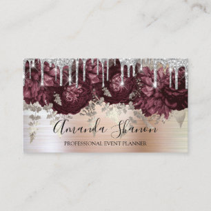 Carte De Visite Marsala Parties scintillant Drips Logo Planificate