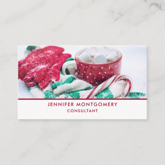 Carte De Visite Marshmallows au cacao chaud & Noël Sucre de canne (Devant)