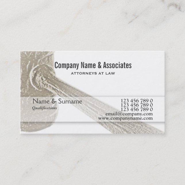 Carte De Visite Marteau de commissaire-priseur de juge d'avocat de (Devant)