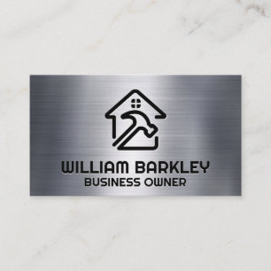 Carte De Visite Marteau et logo de la maison   Métallique
