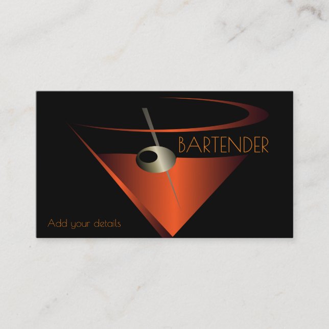 Carte De Visite Martini Cocktail Bartender (Devant)