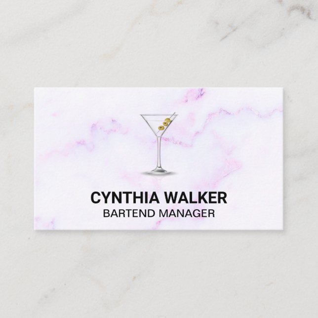 Carte De Visite Martini Glass | Marbre coloré (Devant)