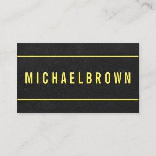Carte De Visite Masculine minimale avec texte jaune sur noir