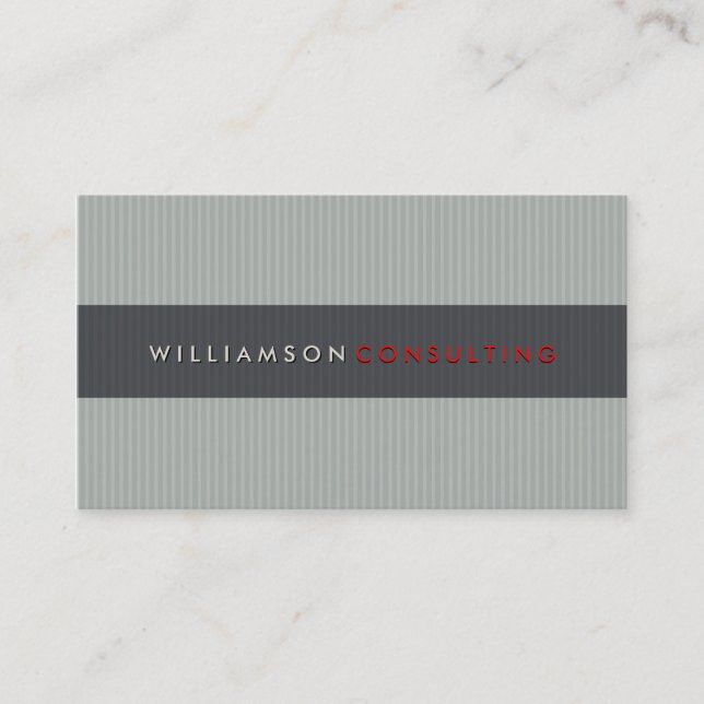 CARTE DE VISITE MASCULINE :: simple pinstripe gris (Devant)