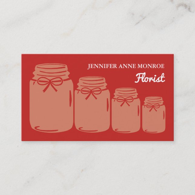 Carte De Visite Mason Jars, fleuriste (Devant)