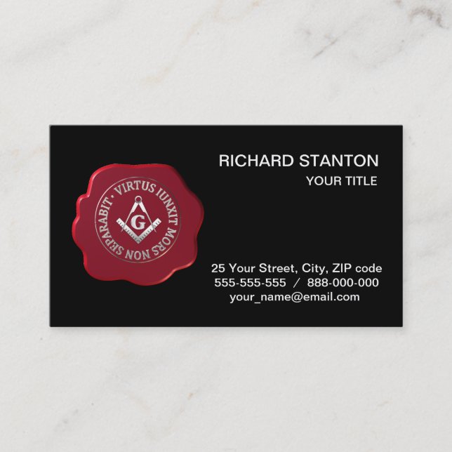 Carte De Visite Masonic sceau de cire (Devant)