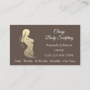 Carte De Visite Masquage de corps Massage Or Brown QR CODE