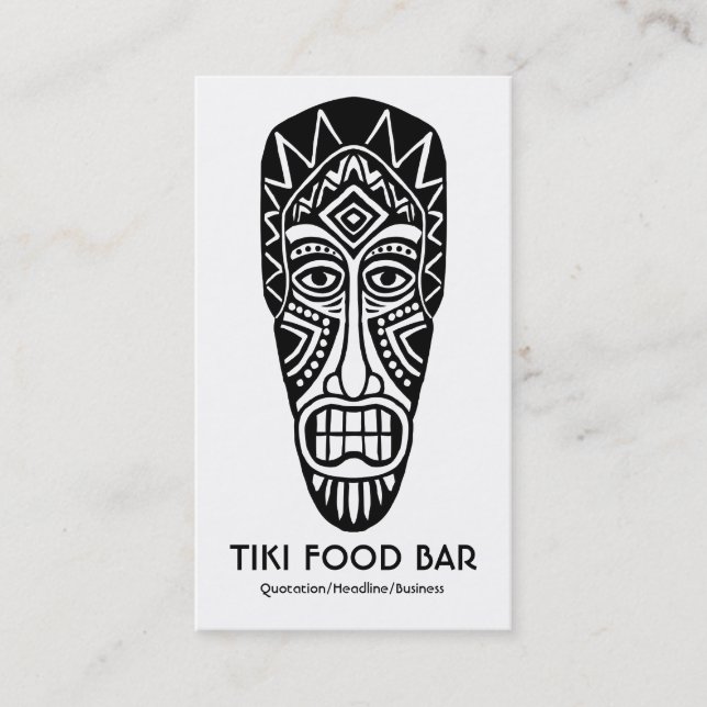 Carte De Visite Masque Tiki - Noir sur Blanc (Devant)