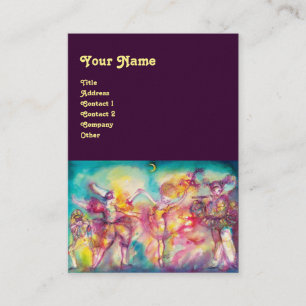 Carte De Visite MASQUERADE /DANSE ,MUSIQUE  violet,bleu rouge,rose