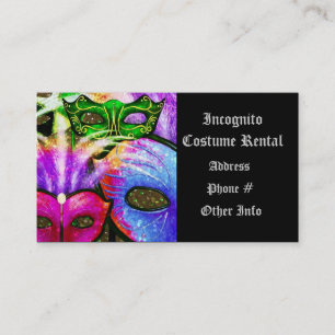 Carte de visite Masques Colorés de Mardi Gras