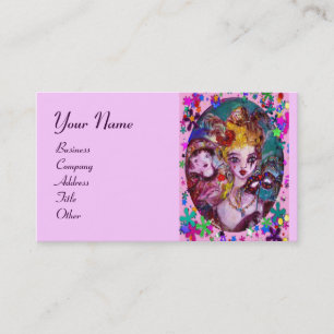 Carte De Visite MASQUES DE MASQUÉRADE VALENTINE, CONFETTI, violet 