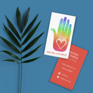 Carte De Visite Massage à la main pour la guérison arc-en-ciel