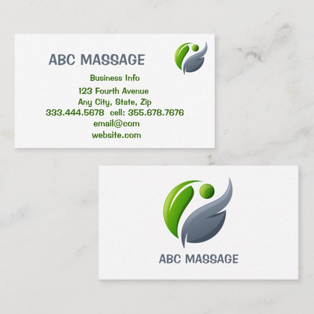 Carte De Visite MASSAGE Alternative holistique Intégrale (Devant / Derrière)
