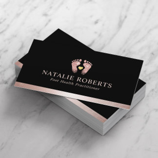 Carte De Visite Massage de pied Thérapiste Podiatre Rose Gold Noir