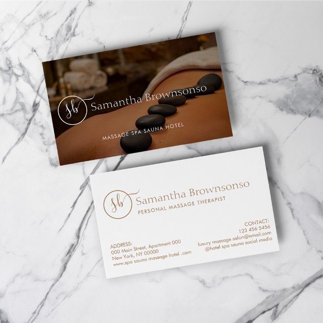 Carte De Visite Massage de retraite Spa en pierres chaudes (Hot Stone Spa Retreat Massage Business Card)