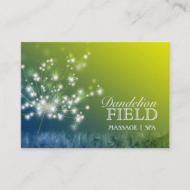 Carte De Visite Massage Glitzy Dandelions | Spa (Devant)