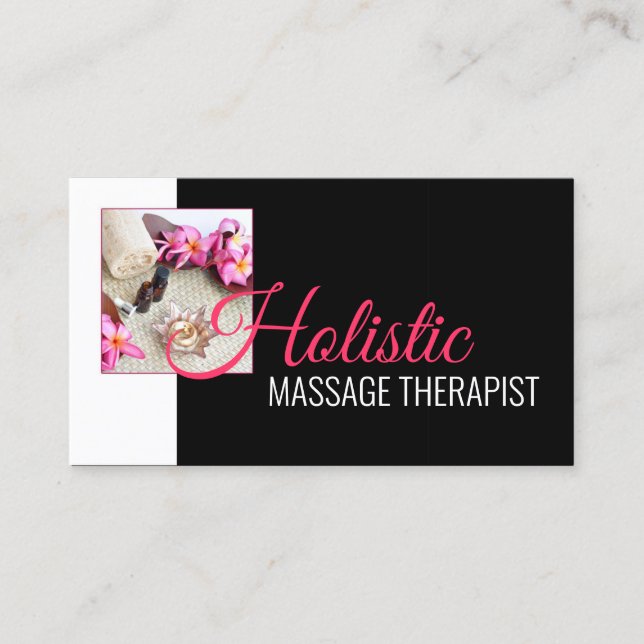 Carte De Visite Massage holistique Wellness Body Therapist Noir (Devant)