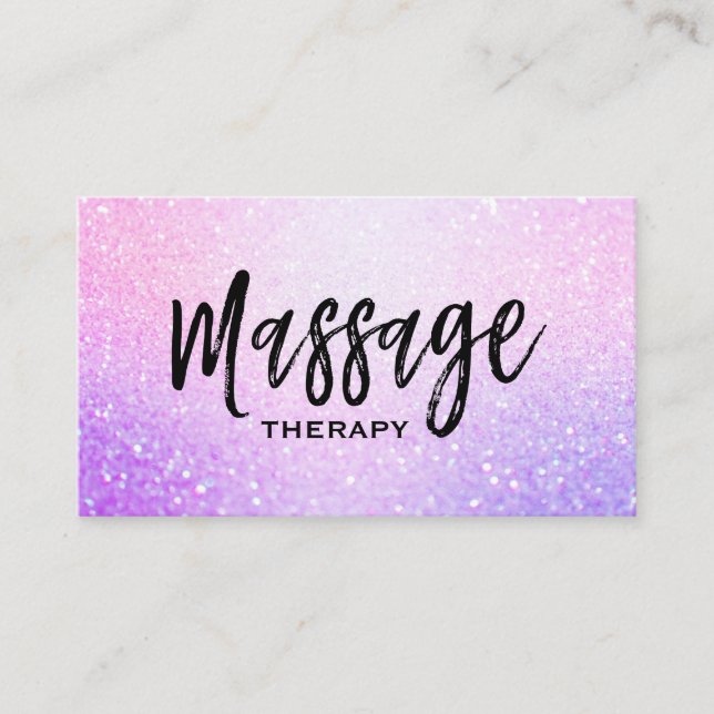 Carte De Visite *~* Massage Parties scintillant Lavande rose Étinc (Devant)